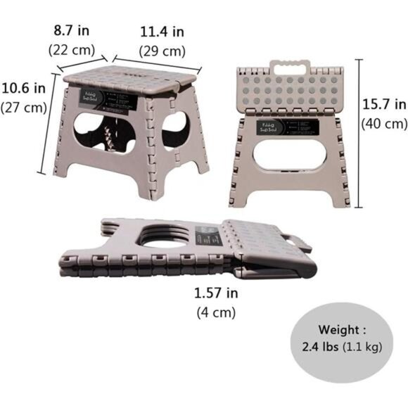 Non-Slip Folding Step Stool, Sturdy Safe Enough - Holds up to 300 Lb - 11 inch - Picture 3 of 7
